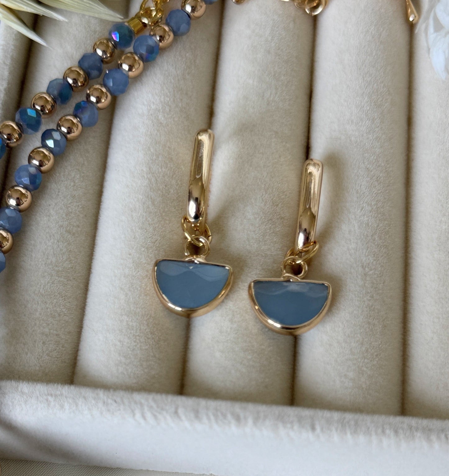 Blue Gold Hematite Crystal Jewelry Set - Malvy Jewelry
