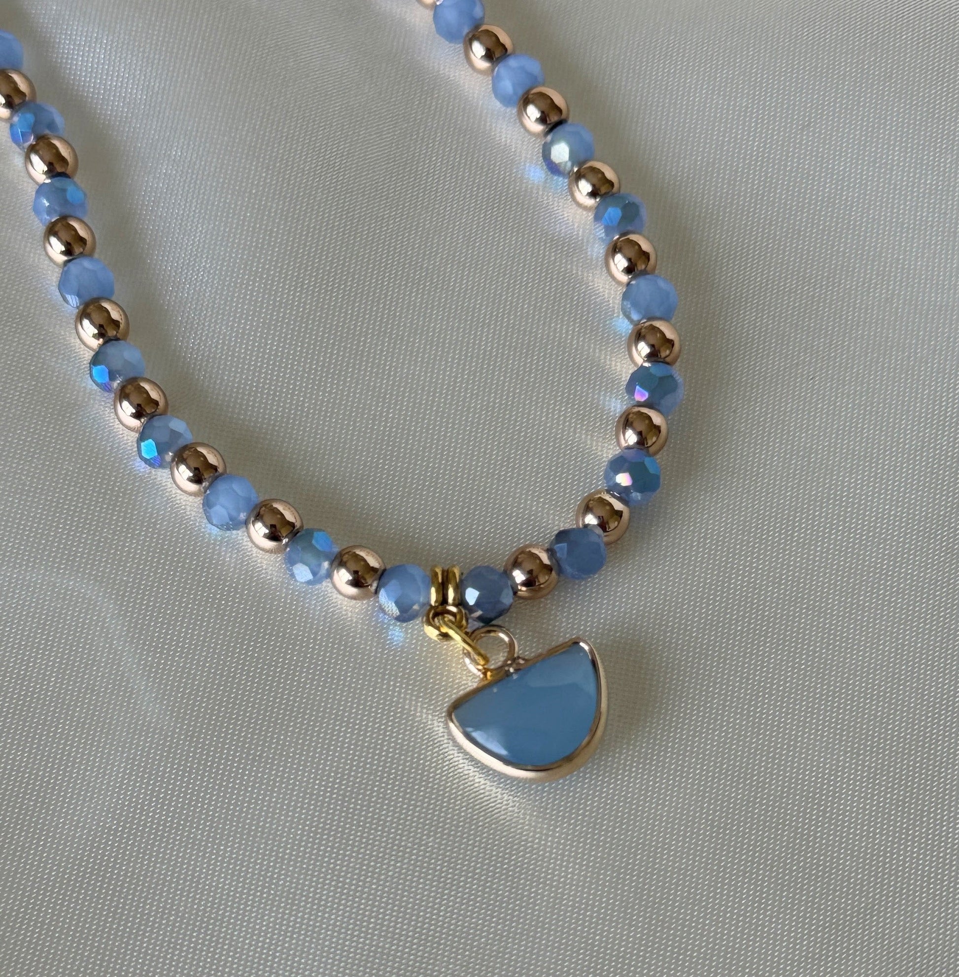 Blue Gold Hematite Crystal Jewelry Set - Malvy Jewelry