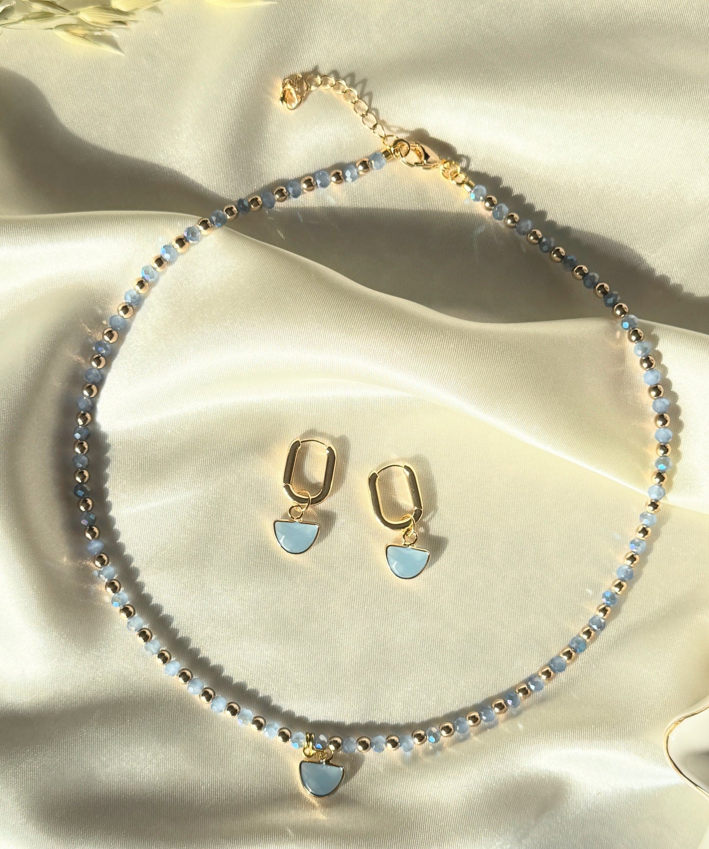 Blue Gold Hematite Crystal Jewelry Set - Malvy Jewelry