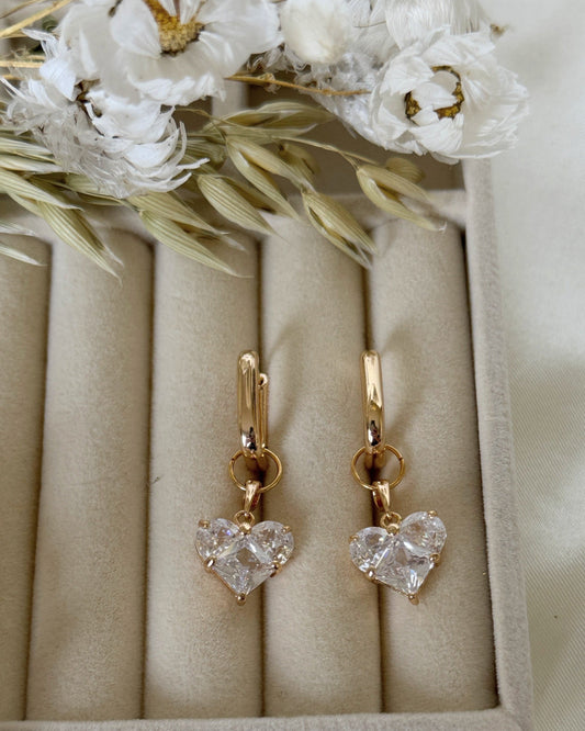 Crystal Heart Pendant Pearl Jewelry Set - Malvy Jewelry