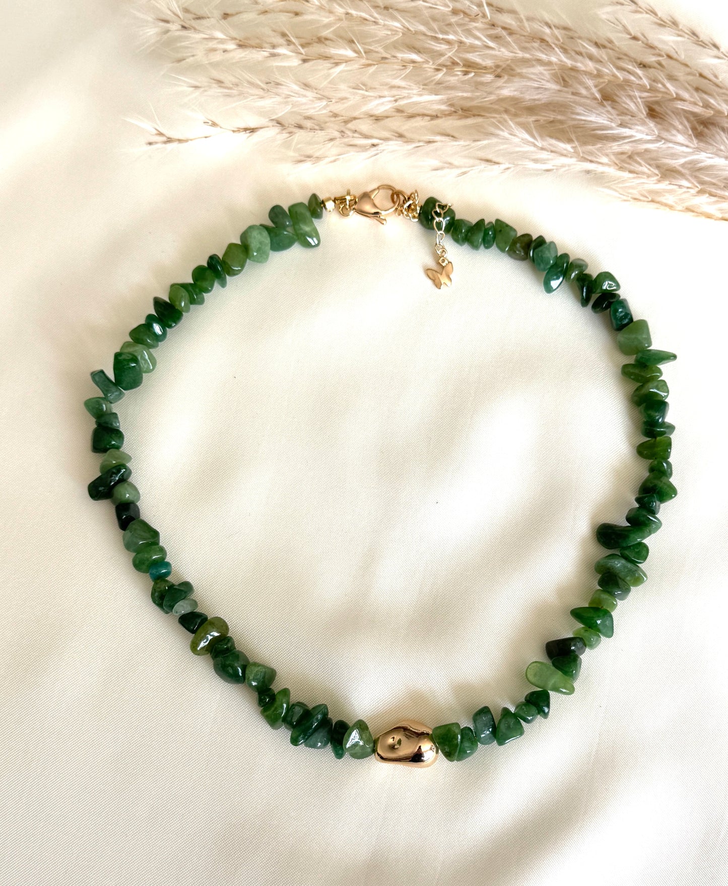 Natural Pink Quartz Choker With Gold Plated Bead - Malvy Jewelry