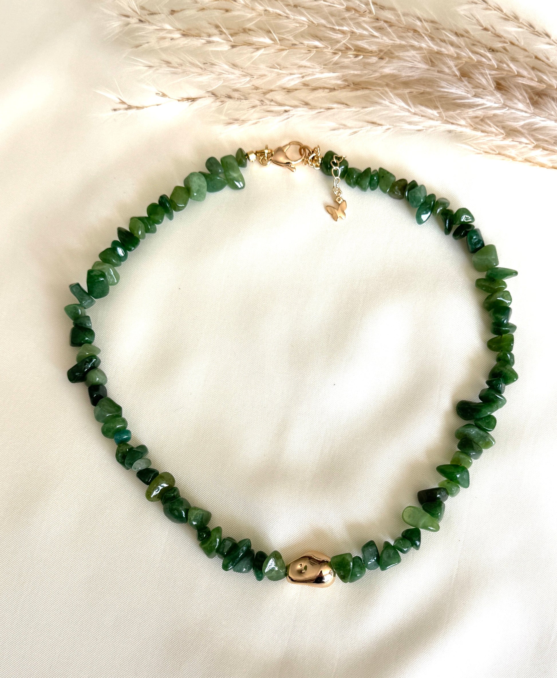 Natural Pink Quartz Choker With Gold Plated Bead - Malvy Jewelry