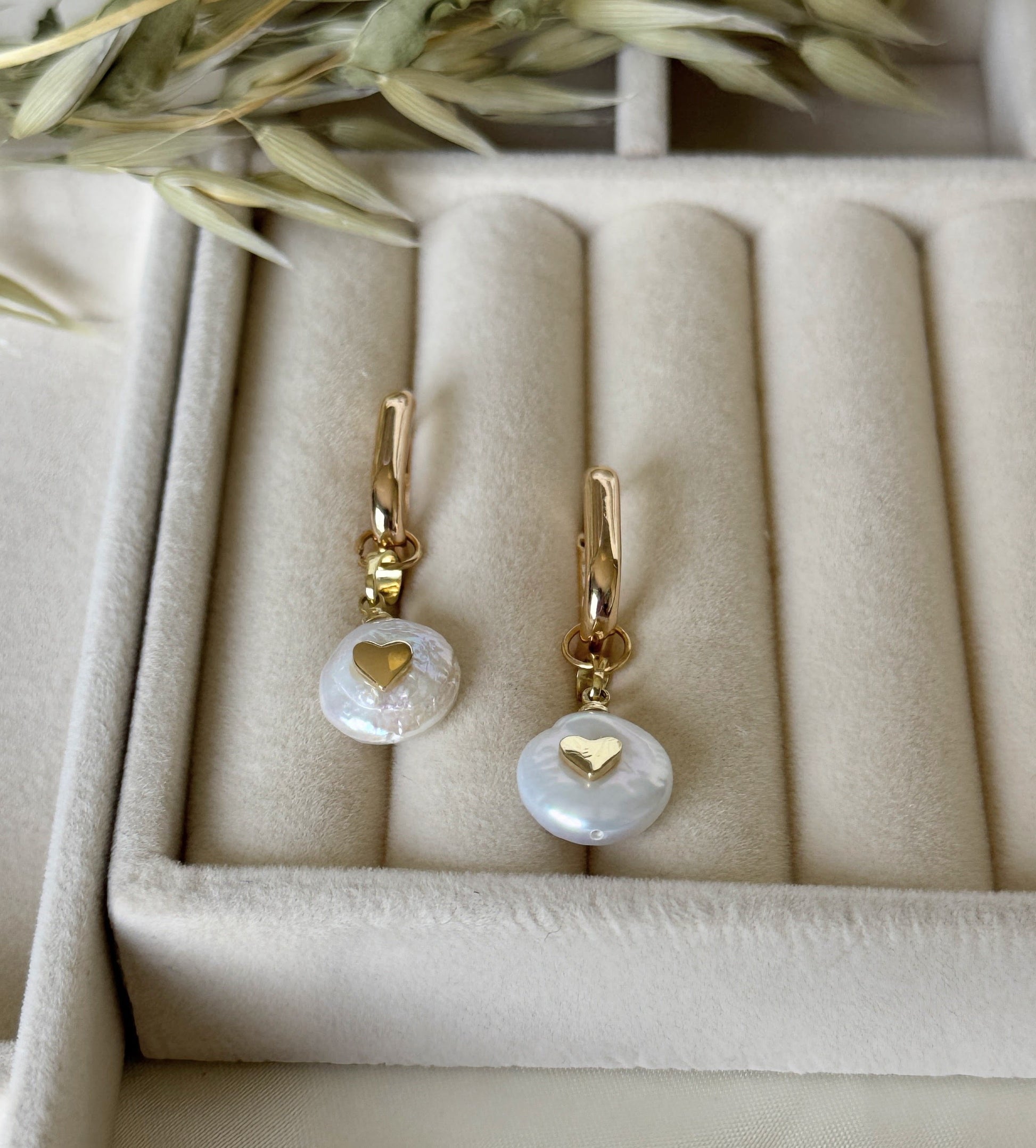 Gold pearl drop earrings
