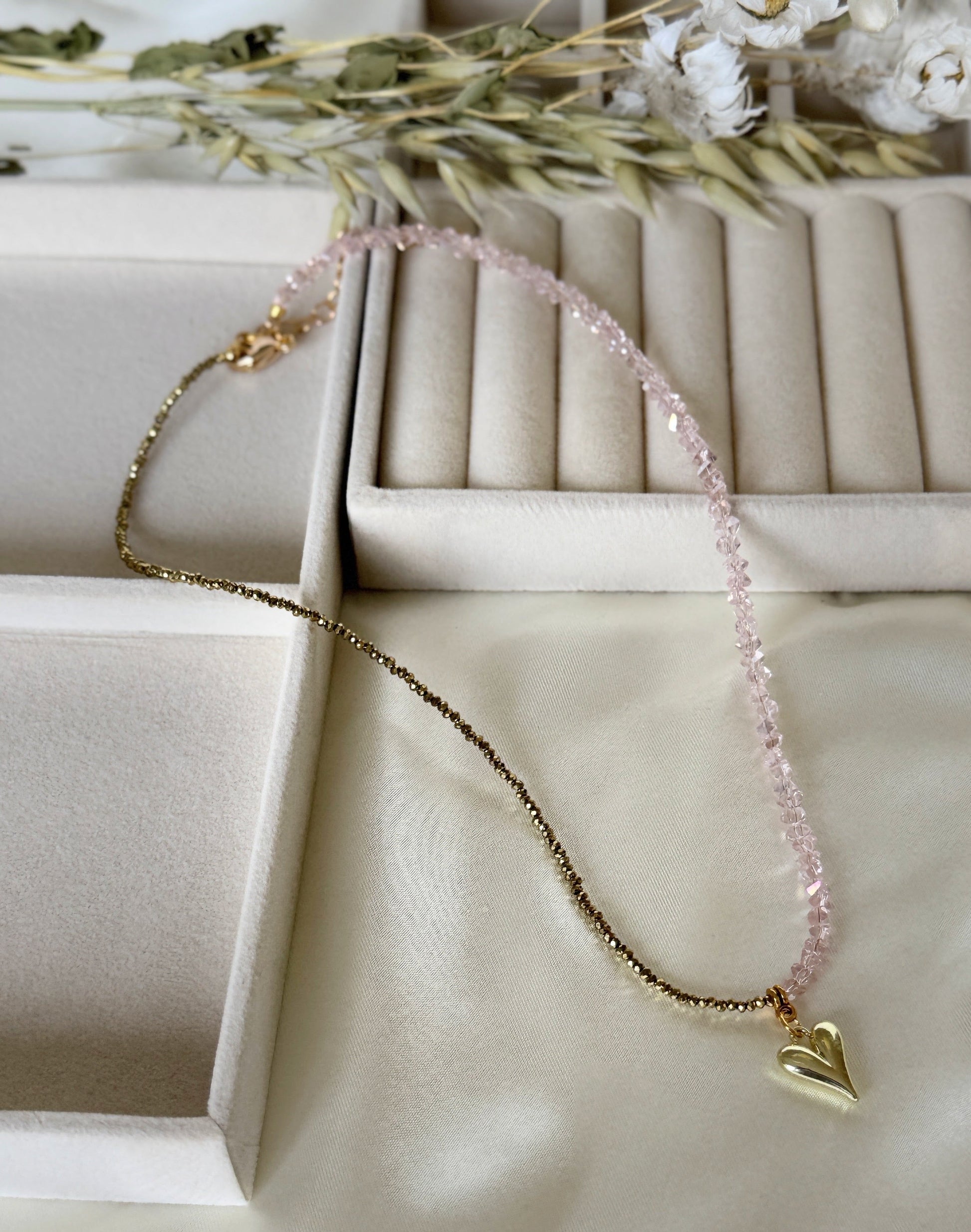 Pink Gold Hematite Crystal Jewelry Set - Malvy Jewelry