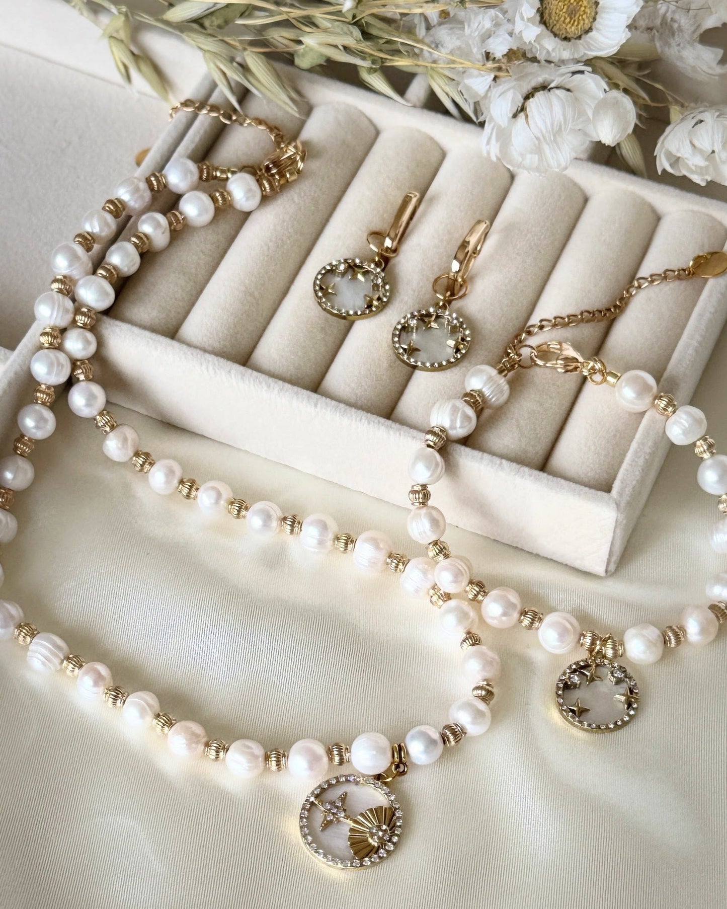 Premium Mother - of - Pearl Beaded Jewelry Set - Malvy Jewelry