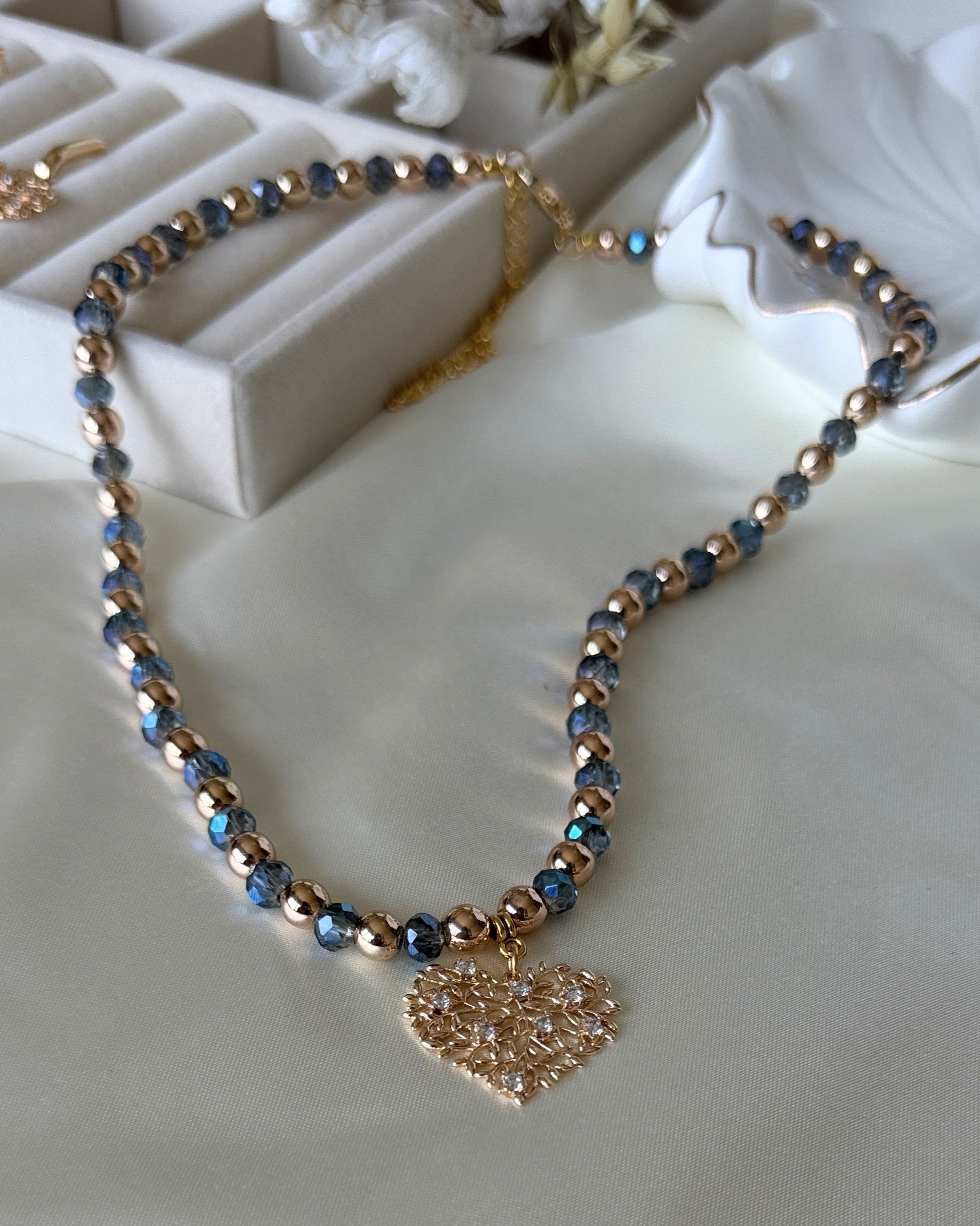 Tree Blue Crystal Hematite Jewelry Set - Malvy Jewelry